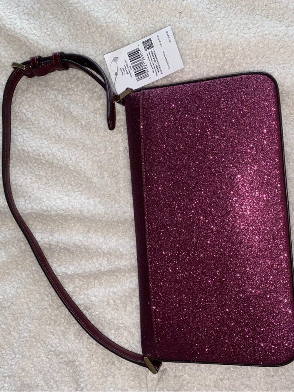 Kate Spade New York Glitter Shoulder Bag Deep Berry Tinsel NWT - Picture 5 of 9